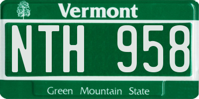 VT license plate NTH958