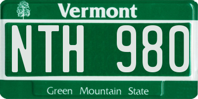 VT license plate NTH980