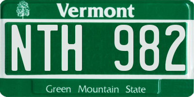 VT license plate NTH982