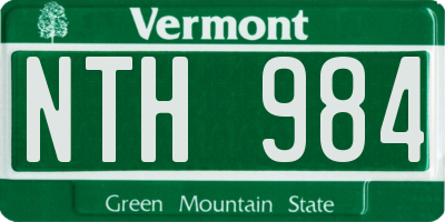 VT license plate NTH984