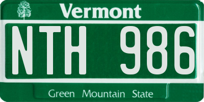 VT license plate NTH986