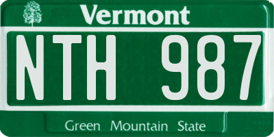 VT license plate NTH987