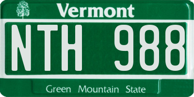 VT license plate NTH988