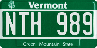 VT license plate NTH989