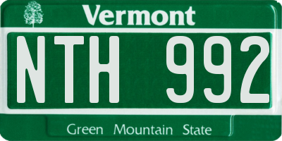 VT license plate NTH992