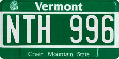 VT license plate NTH996