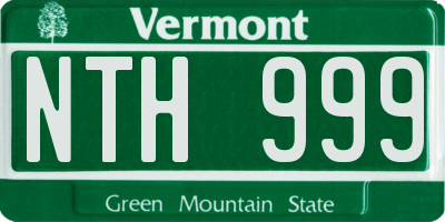 VT license plate NTH999