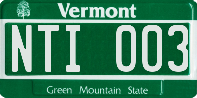 VT license plate NTI003