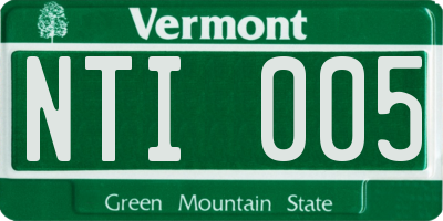 VT license plate NTI005