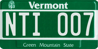 VT license plate NTI007