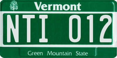 VT license plate NTI012