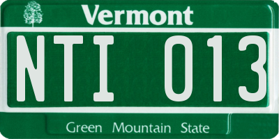 VT license plate NTI013