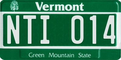 VT license plate NTI014