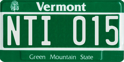 VT license plate NTI015