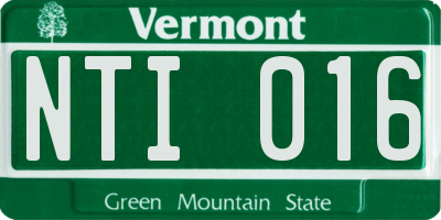 VT license plate NTI016