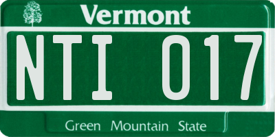 VT license plate NTI017