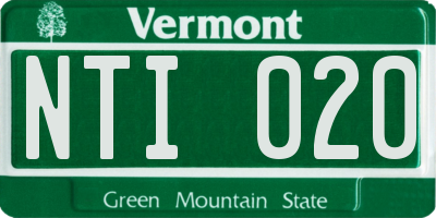 VT license plate NTI020