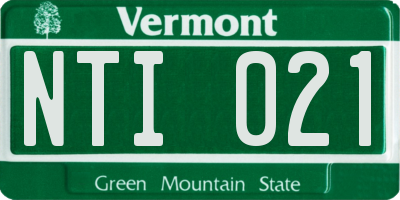 VT license plate NTI021