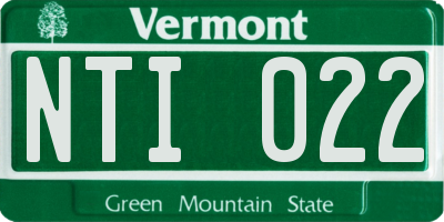 VT license plate NTI022