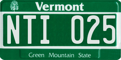 VT license plate NTI025
