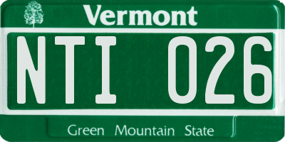 VT license plate NTI026