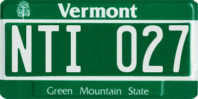 VT license plate NTI027