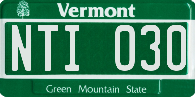 VT license plate NTI030