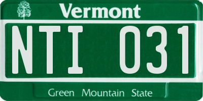 VT license plate NTI031