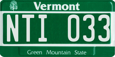 VT license plate NTI033