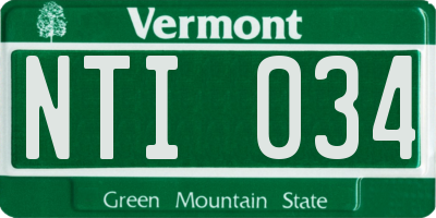 VT license plate NTI034