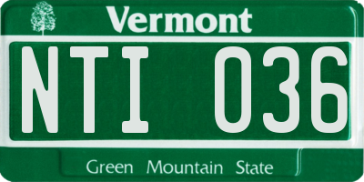 VT license plate NTI036