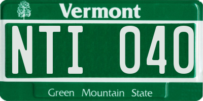 VT license plate NTI040