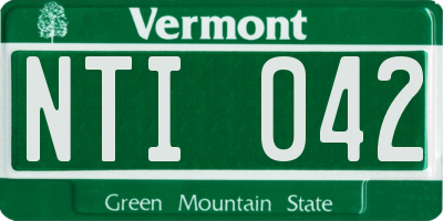 VT license plate NTI042