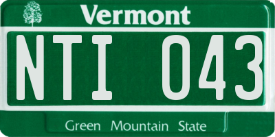 VT license plate NTI043