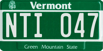 VT license plate NTI047