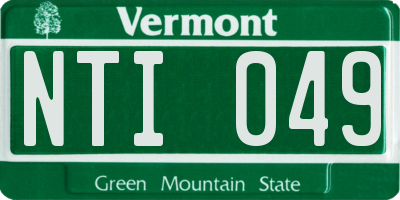 VT license plate NTI049