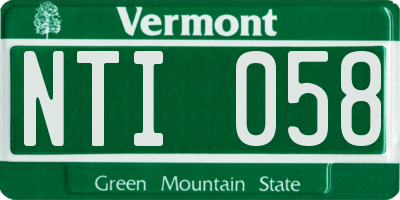 VT license plate NTI058