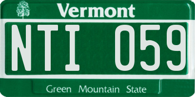 VT license plate NTI059