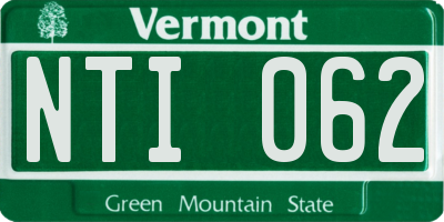 VT license plate NTI062