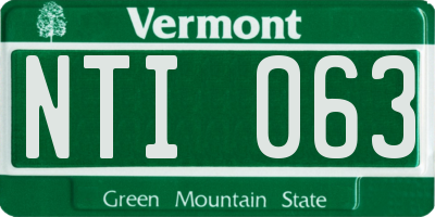 VT license plate NTI063