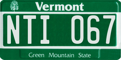 VT license plate NTI067