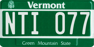 VT license plate NTI077