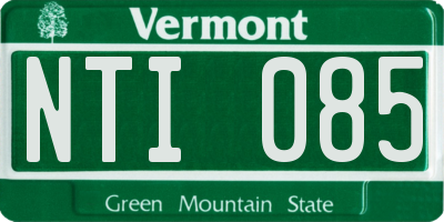 VT license plate NTI085