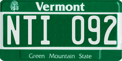 VT license plate NTI092