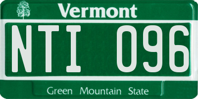 VT license plate NTI096