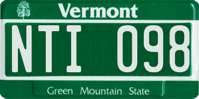 VT license plate NTI098