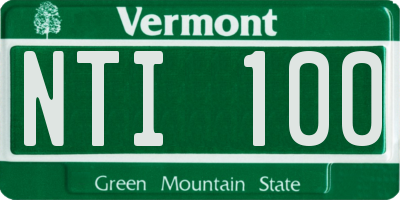 VT license plate NTI100