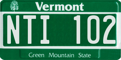 VT license plate NTI102