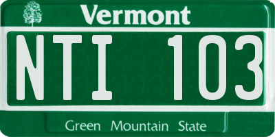 VT license plate NTI103