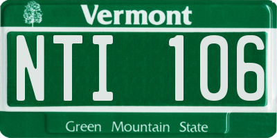 VT license plate NTI106